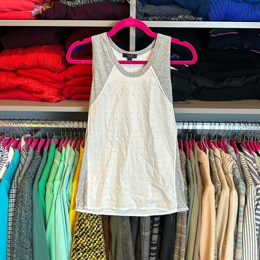J Crew gray and white with crystals tank top size XXS